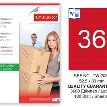 Tanex TW-2035 52.5x33 mm 100'lü Kırmızı Pastel Laser Etiket