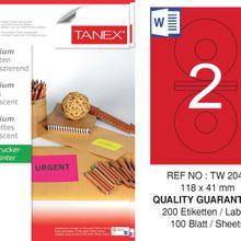 Tanex TW-2041 118x41 mm 100'lü Kırmızı Floresan Laser Etiket