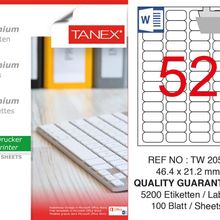 Tanex TW-2052 46.4x21.2 mm 100'lü Sökülebilir Etiket