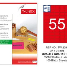 Tanex TW-2055 37x24 mm 100'lü Kırmızı Floresan Laser Etiket