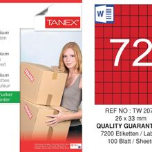 Tanex TW-2072 26.25x33 mm 100'lü Kırmızı Pastel Laser Etiket
