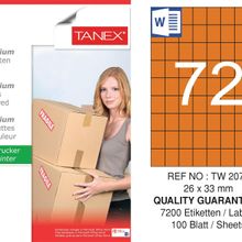 Tanex TW-2072 26.25x33 mm 100'lü Turuncu Pastel Laser Etiket