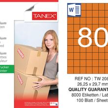 Tanex TW-2080 26.25x29.7 mm 100'lü Turuncu Pastel Laser Etiket