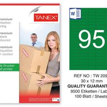 Tanex TW-2095 30x12 mm 100'lü Yeşil Pastel Laser Etiket