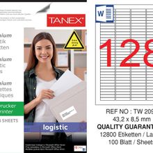Tanex TW-2096 43.2x8.5 mm Sevkiyat ve Lojistik Etiketi