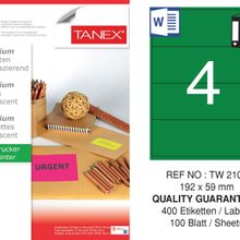 Tanex TW-2104 192x59 mm 100'lü Yeşil Floresan Laser Etiket