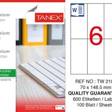Tanex TW-2106 70x148.5 mm 100'lü Sökülebilir Etiket
