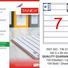Tanex TW-2107 192.5x39 mm 100'lü Sökülebilir Etiket