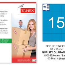 Tanex TW-2115 70x56 mm 100'lü Mavi Pastel Laser Etiket