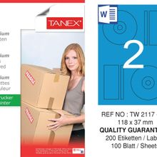 Tanex TW-2117 118x37 mm 100'lü Mavi Pastel Laser Etiket