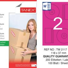 Tanex TW-2117 118x37 mm 100'lü Pembe Pastel Laser Etiket
