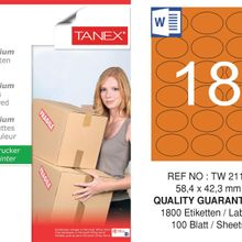 Tanex TW-2118 58.4x42.3 mm 100'lü Turuncu Pastel Laser Etiket