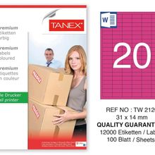 Tanex TW-2120 31x14 mm 100'lü Pembe Pastel Laser Etiket