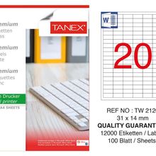 Tanex TW-2120 31x14 mm 100'lü Sökülebilir Etiket