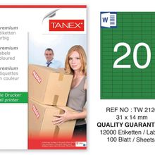 Tanex TW-2120 31x14 mm 100'lü Yeşil Pastel Laser Etiket