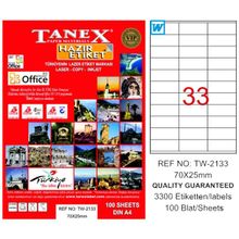 Tanex TW-2133 70x25 mm 100 Adet Laser Etiket