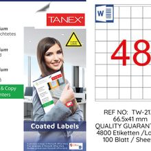 Tanex TW-2137 35x37.125 mm 100'lü Kuşe Laser Etiket