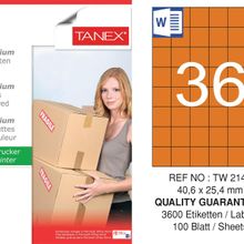 Tanex TW-2148 40.6x25.4 mm 100'lü Turuncu Pastel Laser Etiket
