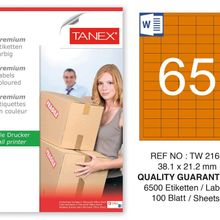 Tanex TW-2165 38.1x21.2 mm 100'lü Turuncu Pastel Laser Etiket