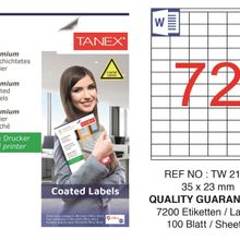 Tanex TW-2172 35x23 mm 100'lü Kuşe Lazer Etiket