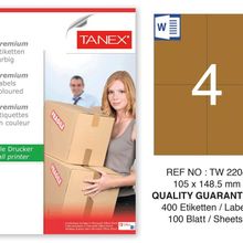 Tanex TW-2204 105x148.5 mm 100'lü Kraft Etiket