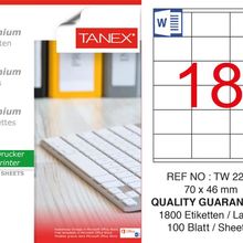 Tanex TW-2218 70x46 mm 100'lü Sökülebilir Etiket