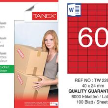 Tanex TW-2260 40x24 mm 100'lü Kırmızı Pastel Laser Etiket