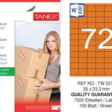 Tanex TW-2272 35x23.3 mm 100'lü Turuncu Pastel Laser Etiket