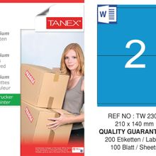 Tanex TW-2302 210x140 mm 100'lü Mavi Pastel Laser Etiket