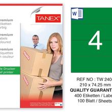 Tanex TW-2404 210x74.25 mm 100'lü Yeşil Pastel Laser Etiket