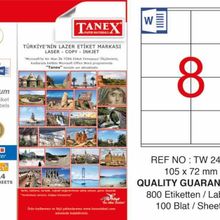 Tanex TW-2408 105x72 mm Lazer Etiket