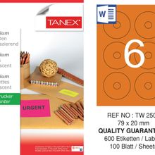 Tanex TW-2506 79x20 mm Flo Turuncu Laser Etiket