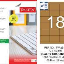 Tanex TW-2518 70x45 mm 100'lü Kraft Etiket