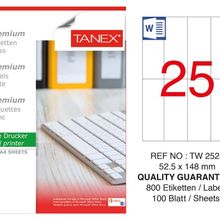 Tanex TW-2525 52.5x148.5 mm 100'lü Sökülebilir Etiket
