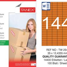 Tanex TW-2544 35x12.4355 mm Turuncu Pastel 100'lü Laser Etiket