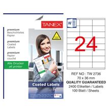 Tanex TW-2736 70x36 mm 100'lü Kuşe Lazer Etiket