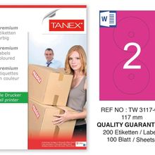 Tanex TW-3117 117 mm 100'lü Pembe Pastel Laser Etiket