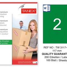 Tanex TW-3117 117 mm 100'lü Yeşil Pastel Laser Etiket