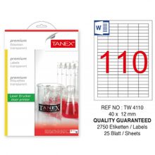 Tanex TW-4110 40x12 mm 2750'li Şeffaf Laser Etiket
