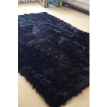 Tappeto Kuzu Kürkü Dekoratif Post 100x150 cm Siyah Salon Halı