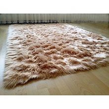 Tappeto Kuzu Kürkü Dekoratif Post 100x200 cm Camel Salon Halı