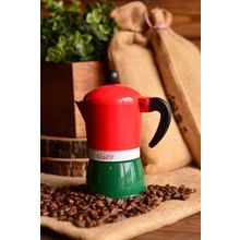 Taşev T1196 Adamo 3 Fincan Kırmızı Yeşil Alüminyum Moka Pot