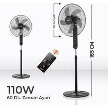 Teba 18 Inch Uzaktan Kumandalı / Zaman Ayarlı Ayaklı Vantilatör - Siyah