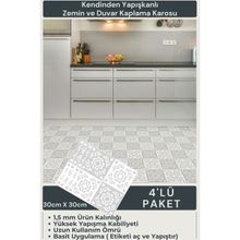 Technojet Kendinden Yapışkanlı Modern Tasarım Mutfak Banyo Zemin Duvar Kaplama 30cm 30cm 4'lü Paket