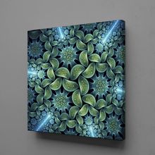 Technopa 3 Boyutlu Yeşil Çiçek 110x110 cm Kanvas Tablo
