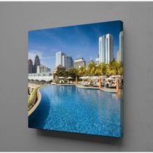 Technopa Akarsu Manzaralı Şehir 130x130 cm Kanvas Tablo