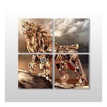Technopa Aslan Mekanik 120x120 cm Kanvas Tablo