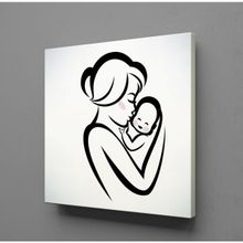 Technopa Bebeğini Öpen Anne 50x50 cm Kanvas Tablo