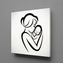Technopa Bebeğini Öpen Anne 80x80 cm Kanvas Tablo