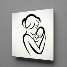 Technopa Bebeğini Öpen Anne 90x90 cm Kanvas Tablo